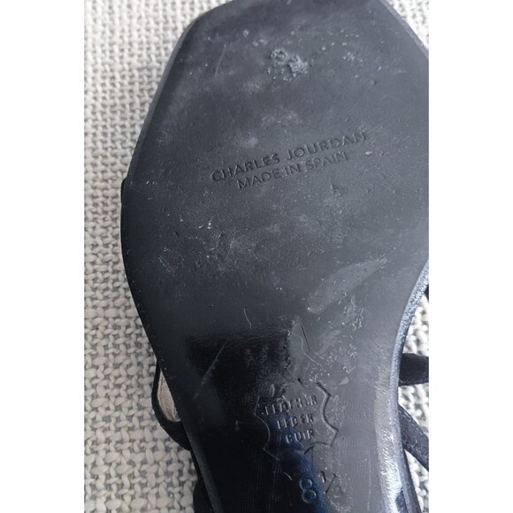 Designer Charles Jourdan Paris Vintage Black Suede Strappy Heels Sandals 8.5 - Picture 11 of 11